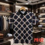 Printed Polo Combo Offer - PR-02 - Blue Orange Grid