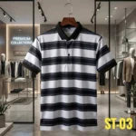 Stripe Polo Combo Offer - ST-03 - White Charcoal Black